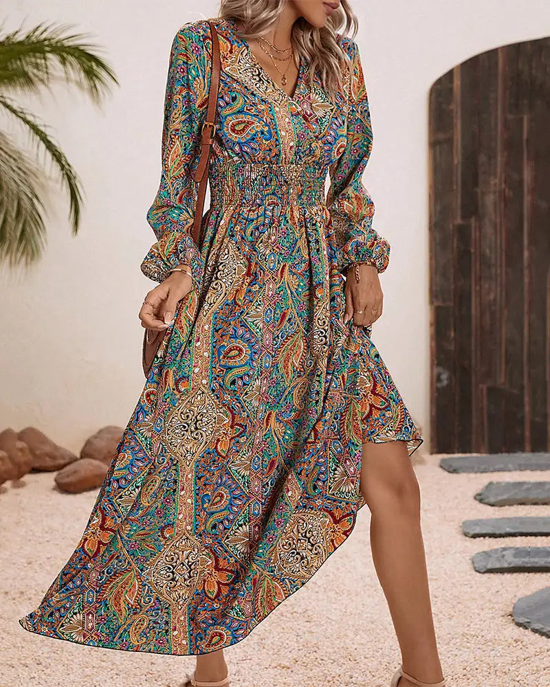 Vestidos largos estampados de estilo bohemio