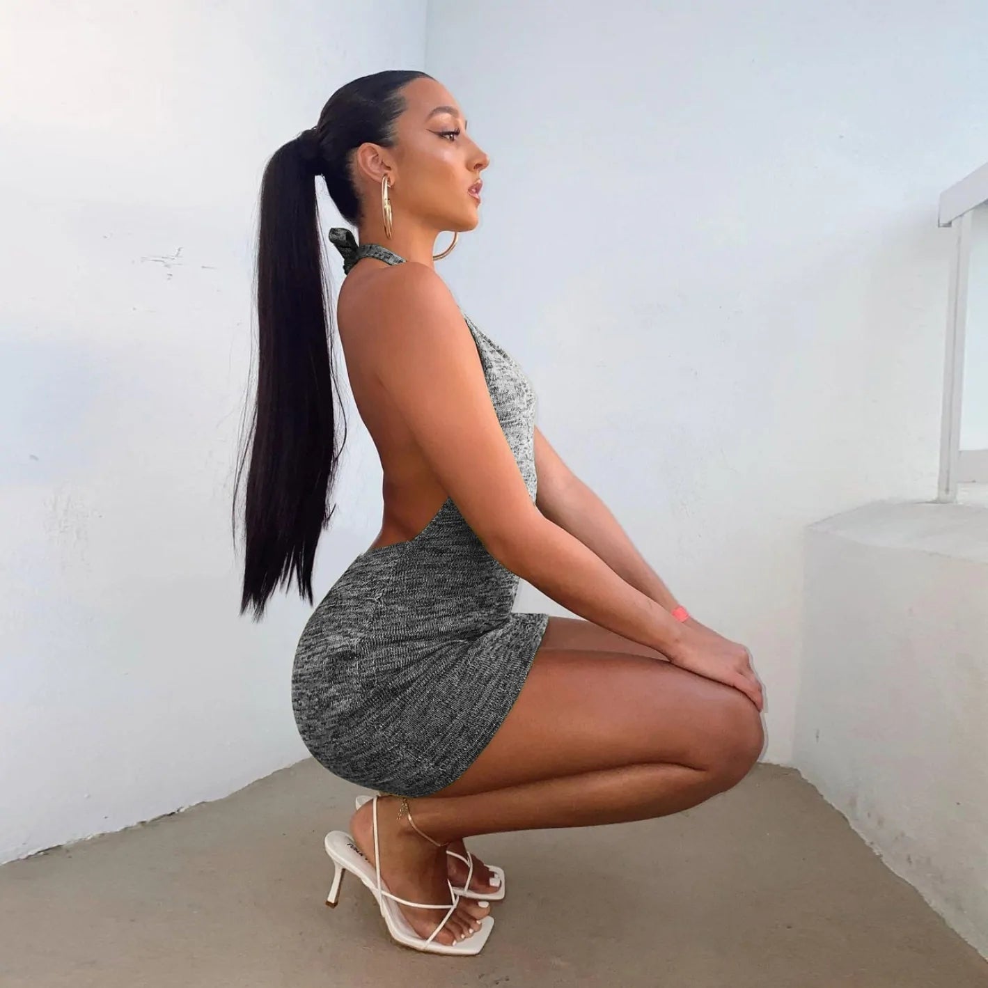 Backless Mini Beach Pool Bathing Suit Cover Dress