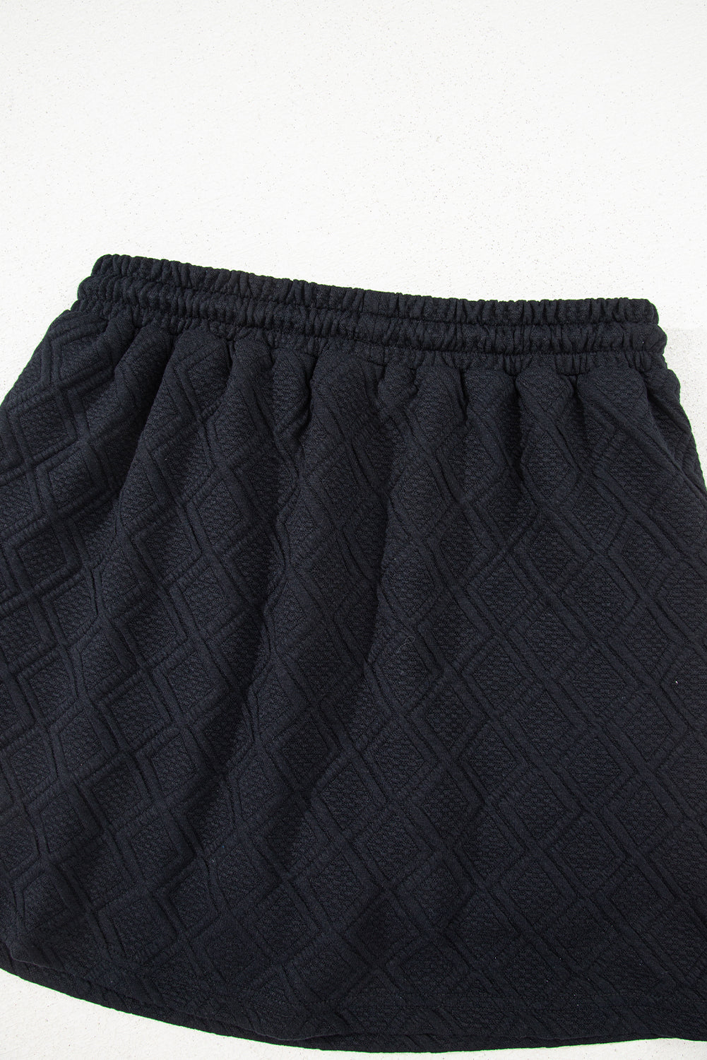 Color black Striped Collared Zip up Textured Skirt Set
