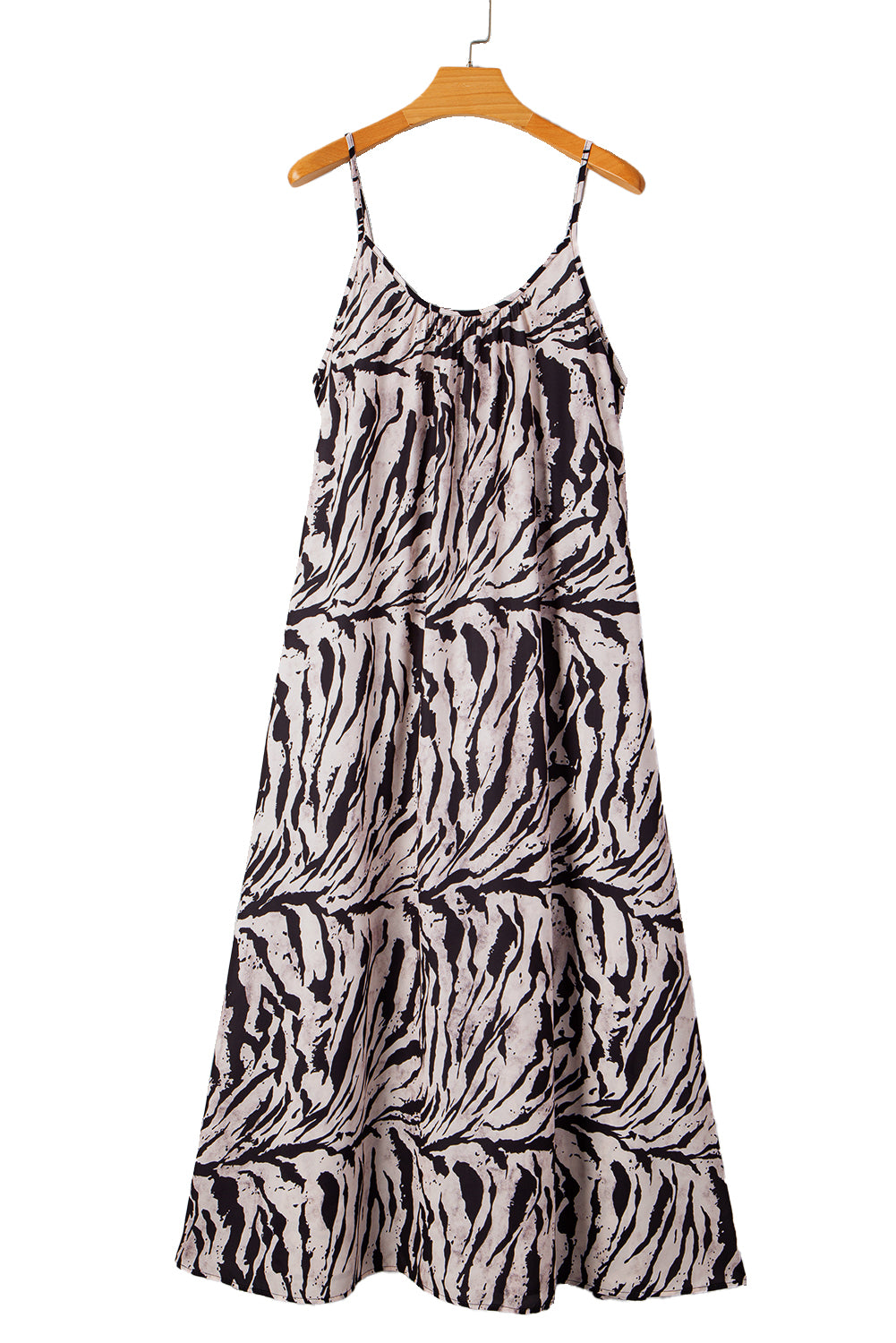 Vestido largo bohemio holgado con espalda abierta y estampado abstracto negro