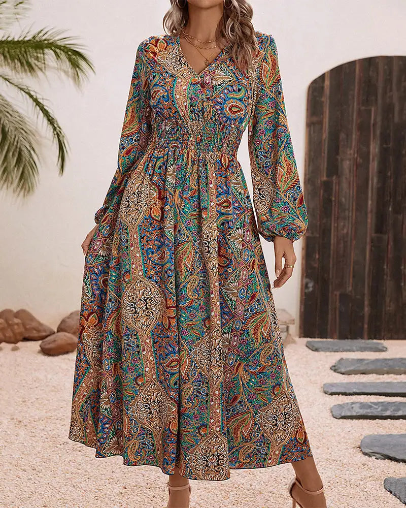 Vestidos largos estampados de estilo bohemio