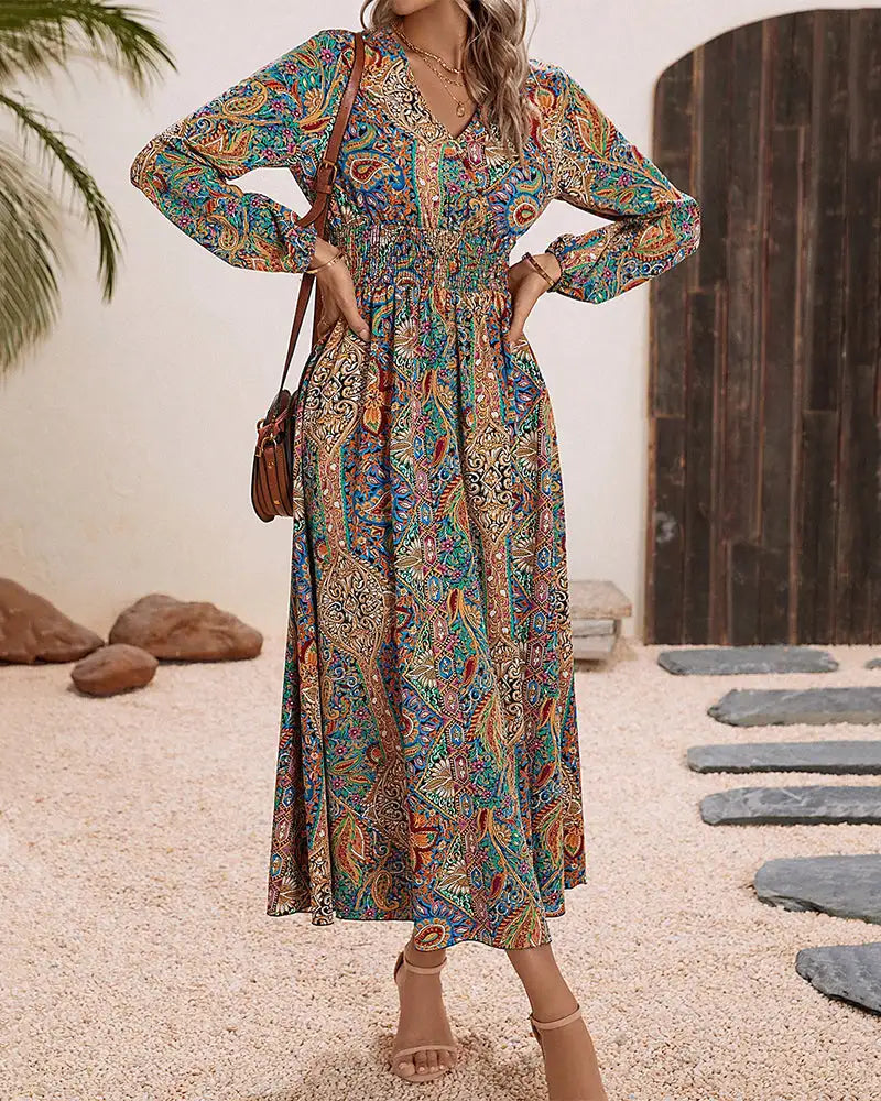 Vestidos largos estampados de estilo bohemio