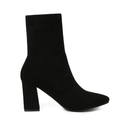 Elegant Suede Ankle Boots with Chunky Heel