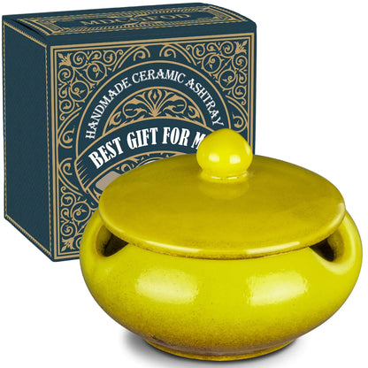 Ceramic Lid Ashtray for Outdoor Use