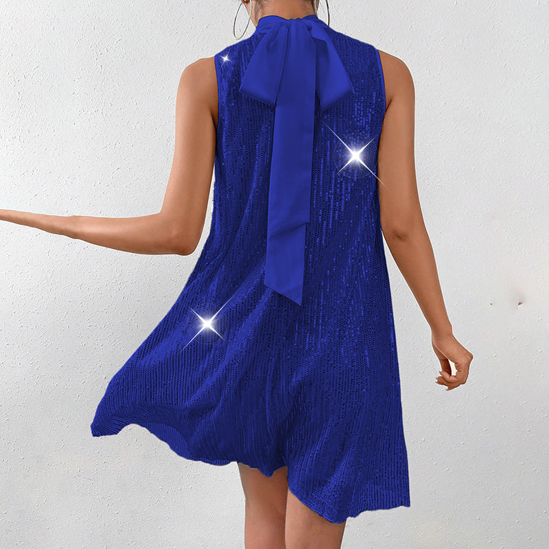 Women's Sparkly Sequin Sleeveless Evening Party Dress