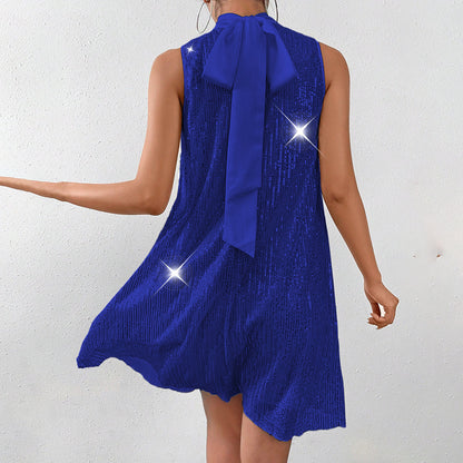 Women's Sparkly Sequin Sleeveless Evening Party Dress