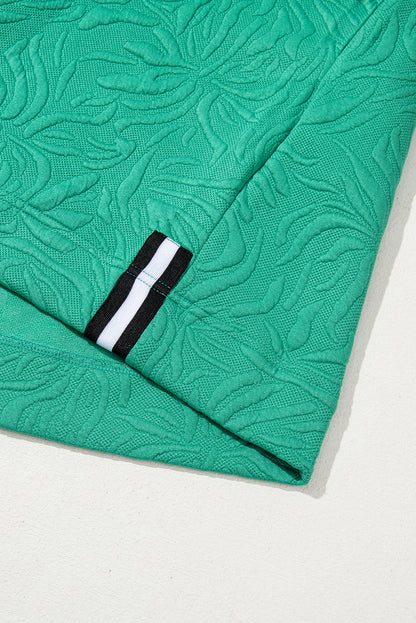 Vestido corto recto con cremallera de un cuarto y textura de jacquard verde mar