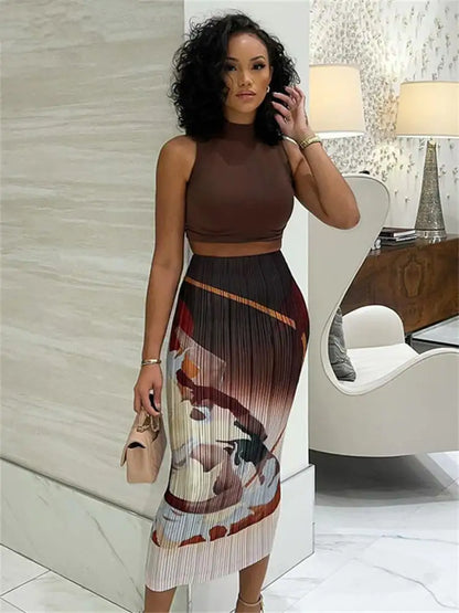 Summer-Styled Elastic Waist Printed Dress