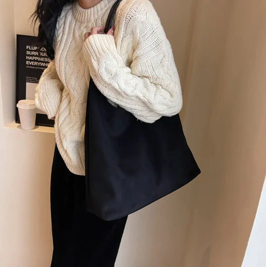 Bolso de hombro extragrande de ante con encanto vintage