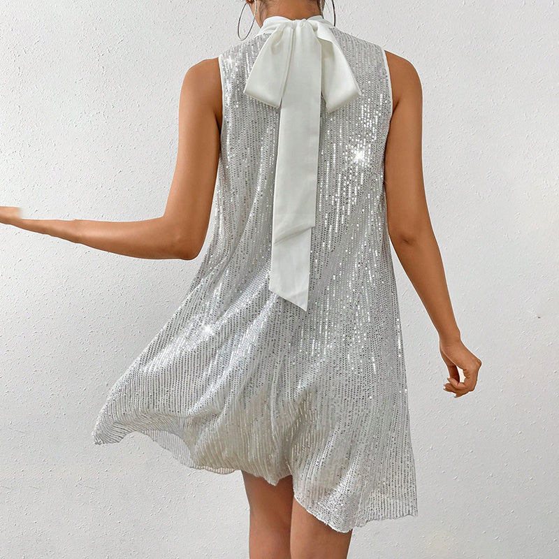 Women's Sparkly Sequin Sleeveless Evening Party Dress
