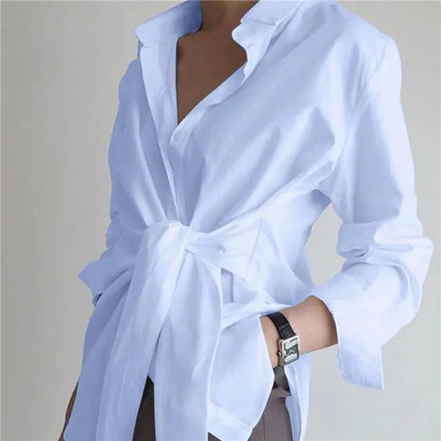 Elegant Long Sleeve Casual Strap Blouse for Spring