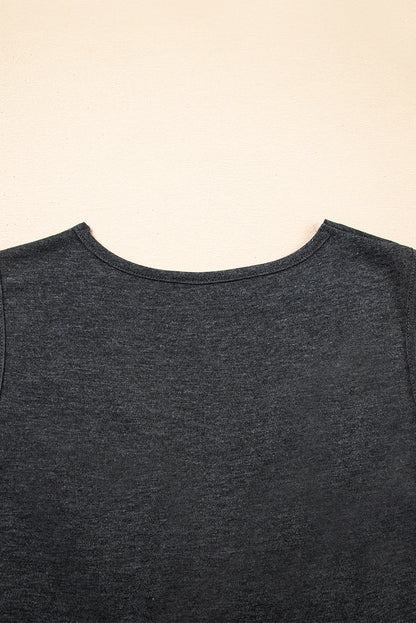 Vestido gris carbón sin mangas con escote en V y busto retorcido