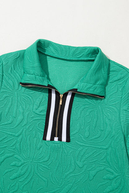 Vestido corto recto con cremallera de un cuarto y textura de jacquard verde mar