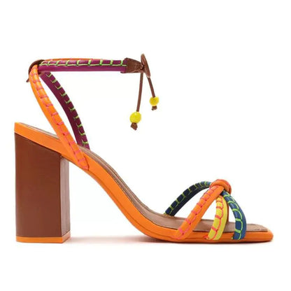 Block Heel Block Colors Strappy Sandals