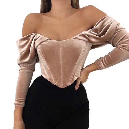 Velvet Elegance Off-Shoulder Top
