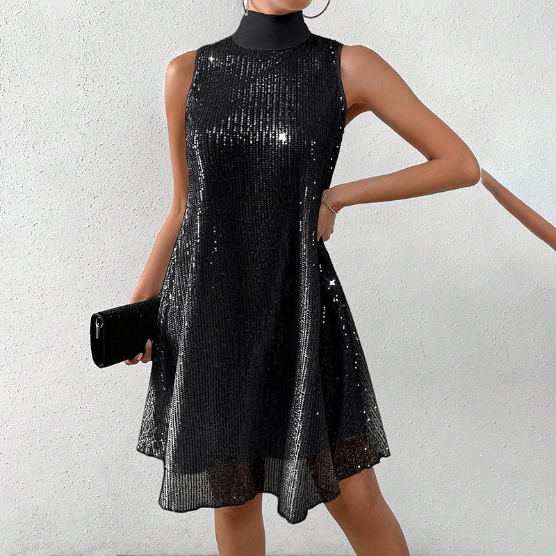 Women's Sparkly Sequin Sleeveless Evening Party Dress