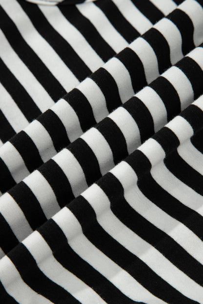 Black Stripe U Neck Sleeveless Loose Fit Mini Dress