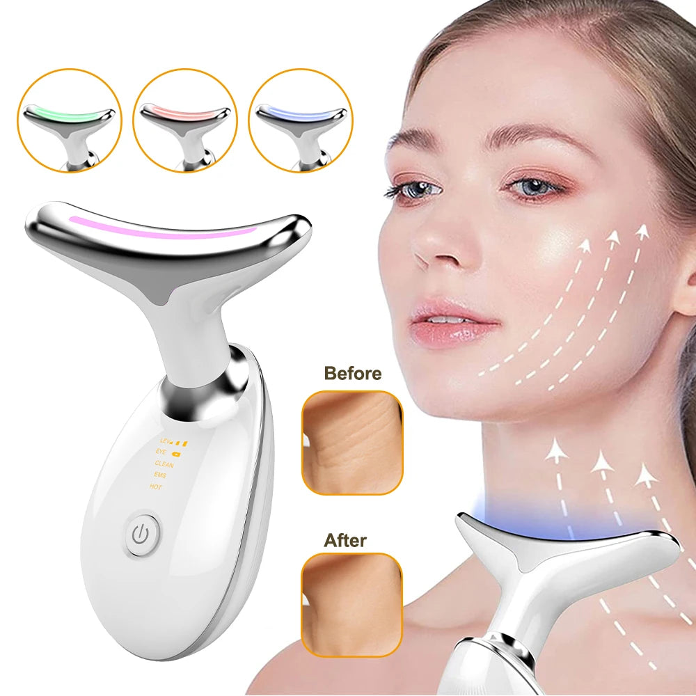 Masajeador de cuello y rostro EMS, dispositivo para reafirmar la piel