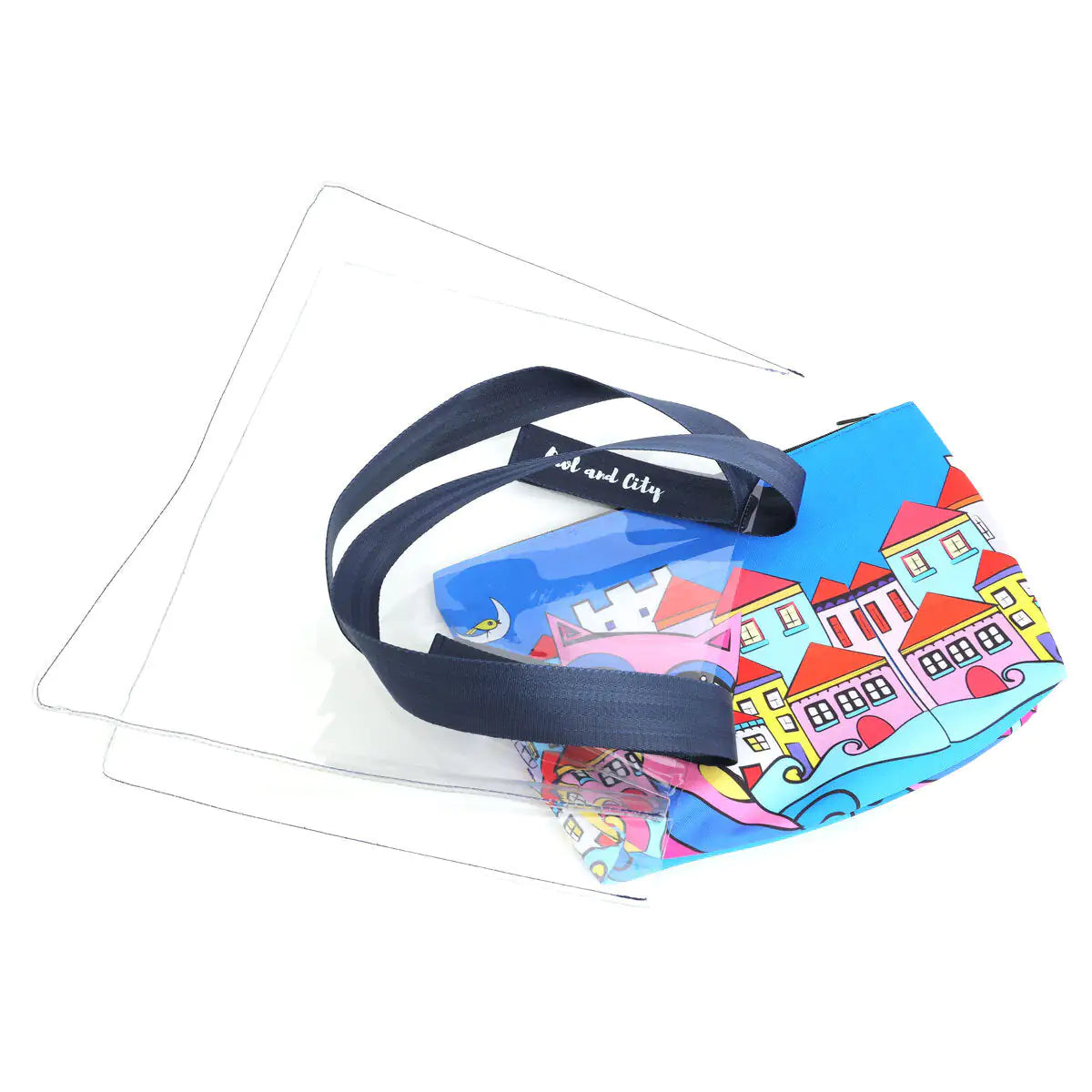 Bolsa de compras y playa transparente con diseño de búho y ciudad de Biggdesign