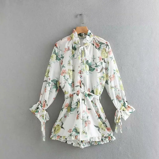 Vintage French Print Summer Jumpsuit