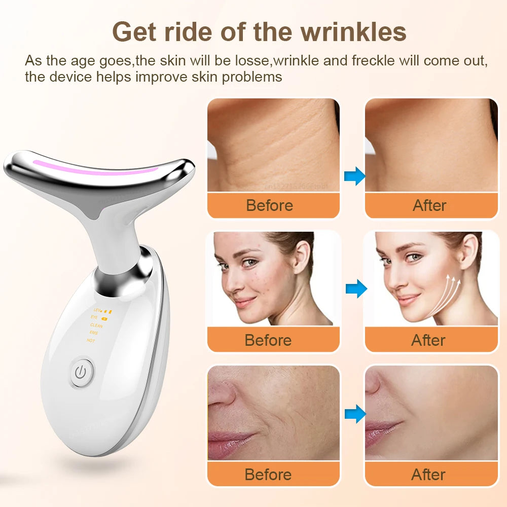 Masajeador de cuello y rostro EMS, dispositivo para reafirmar la piel