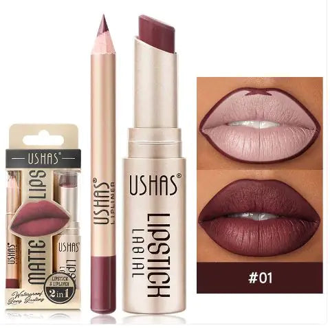 Lápiz labial nude mate resistente al agua y sin manchas