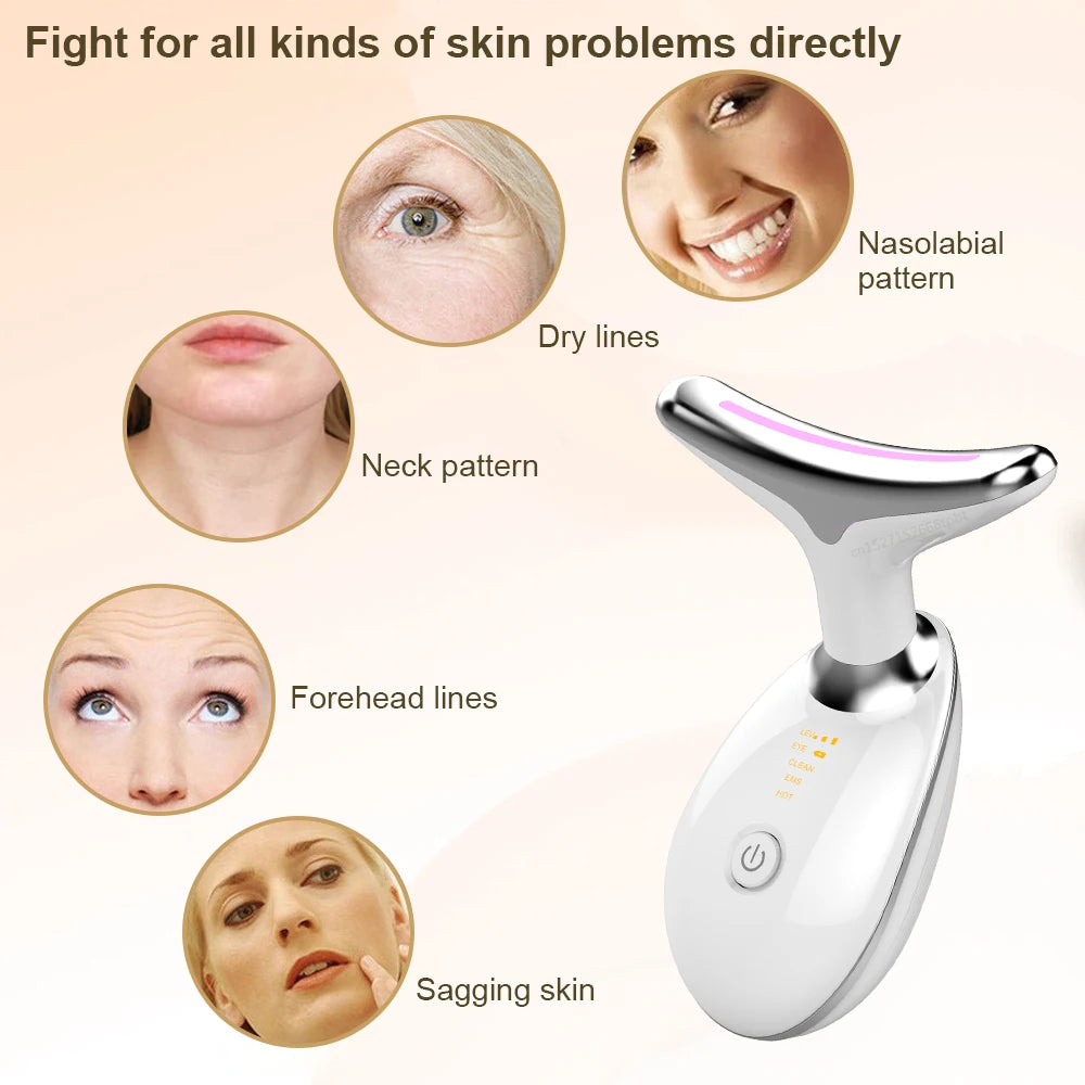 Masajeador de cuello y rostro EMS, dispositivo para reafirmar la piel