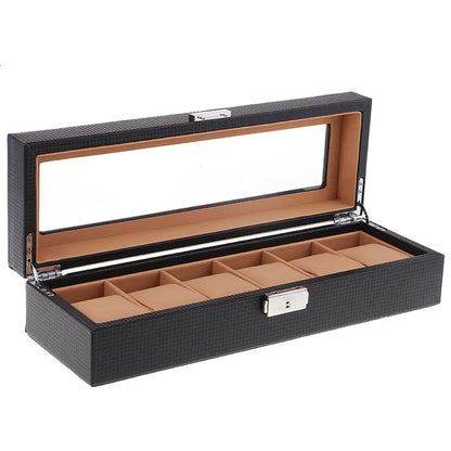 Black Carbon 6-Watch Organizer Box