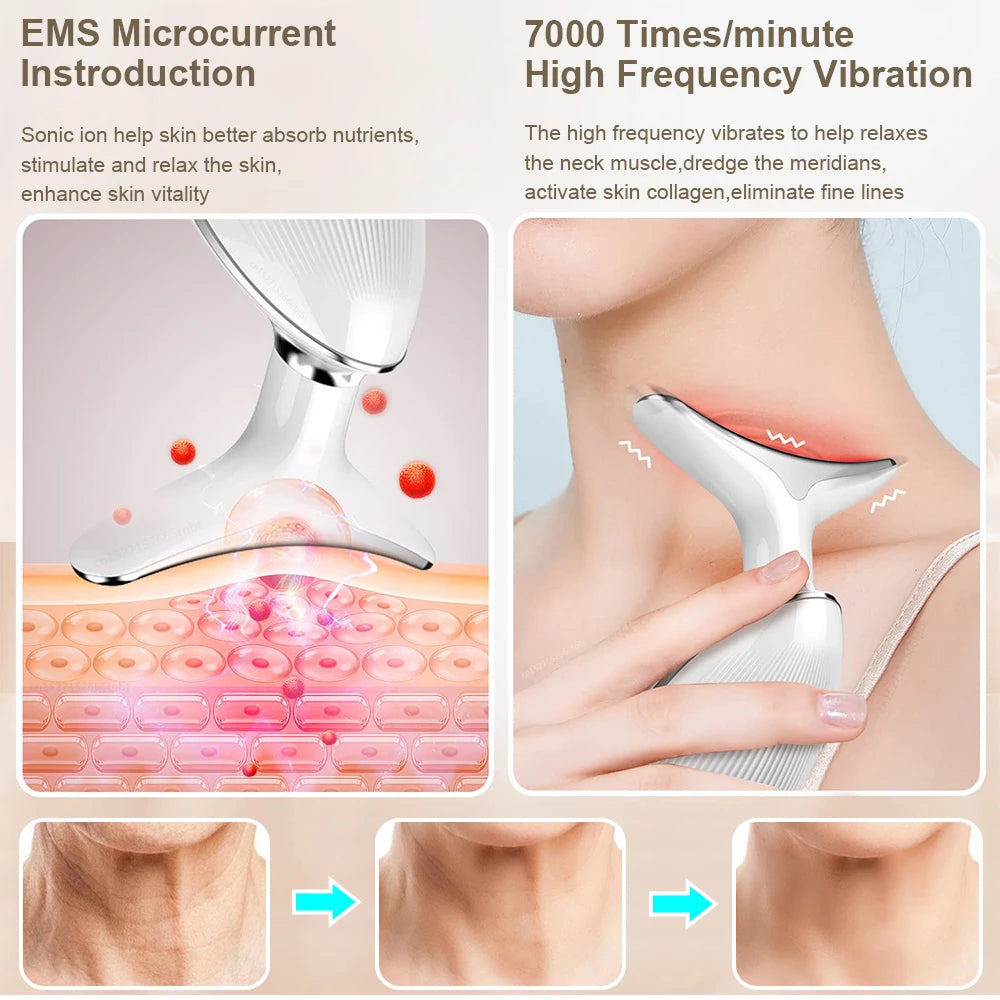 Masajeador de cuello y rostro EMS, dispositivo para reafirmar la piel