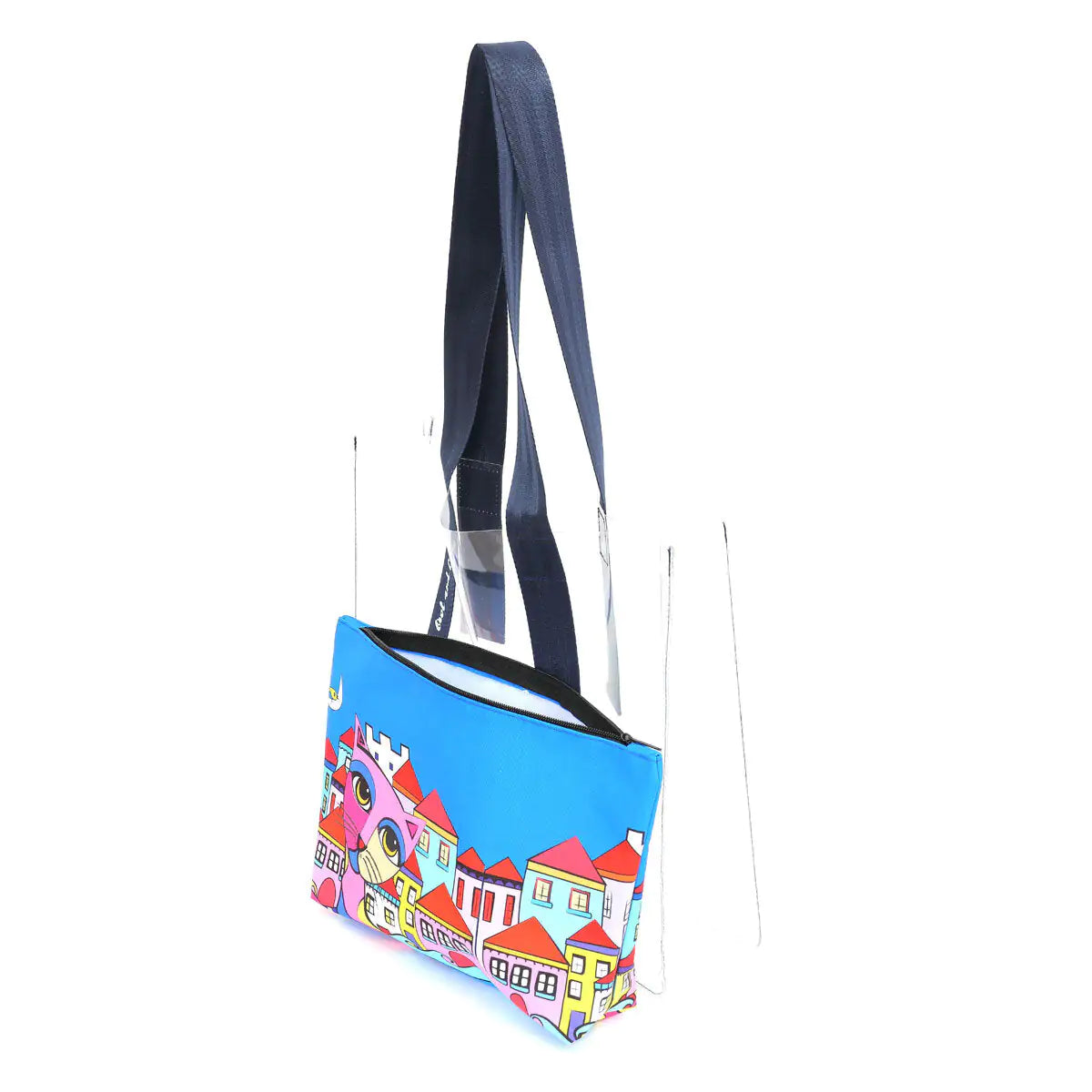 Bolsa de compras y playa transparente con diseño de búho y ciudad de Biggdesign