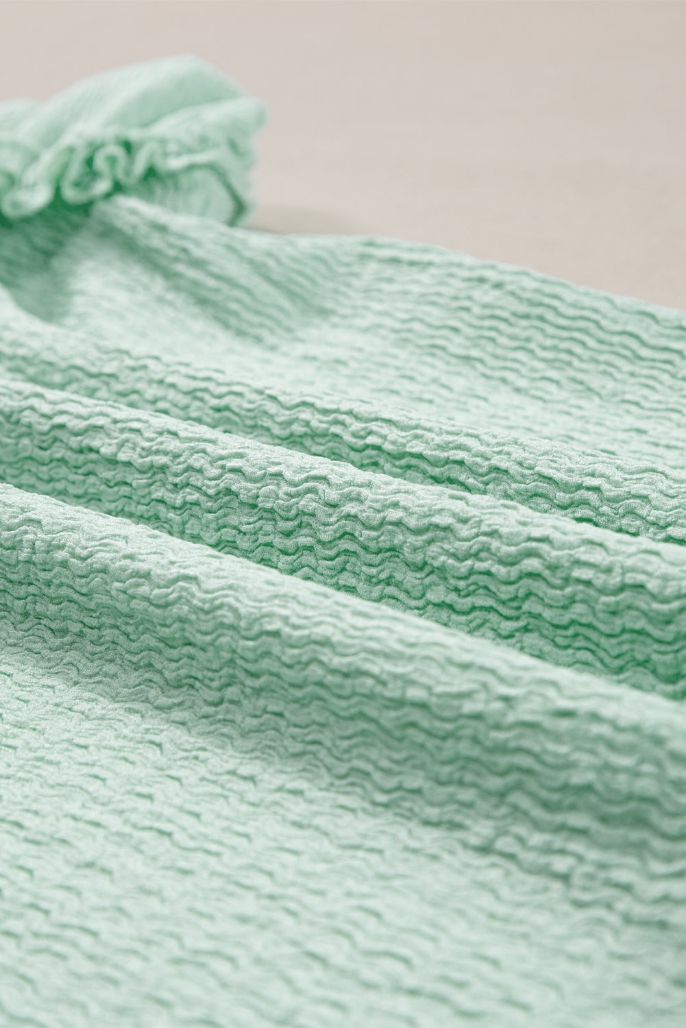 Clearly Mint Ruffle Strap Crinkle Textured Tank Top