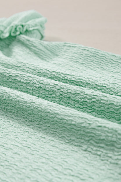 Clearly Mint Ruffle Strap Crinkle Textured Tank Top