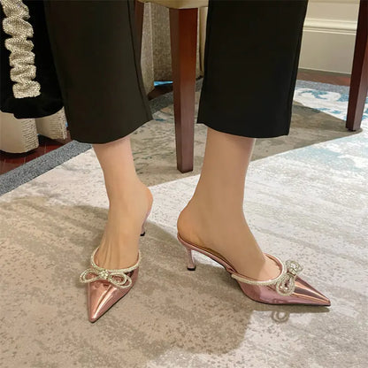 Luxury Rhinestone Bow Slip-Ons