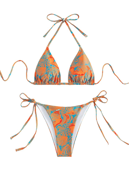 Tainehs Women's Halter Triangle Bikini - Orange