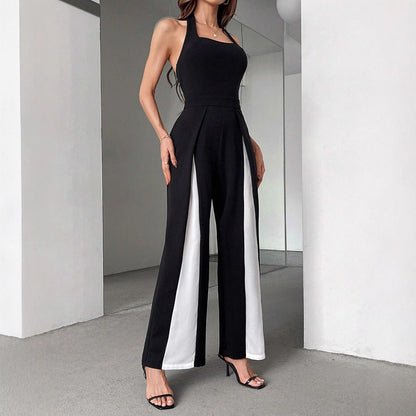 Black And White Halter Jumpsuit