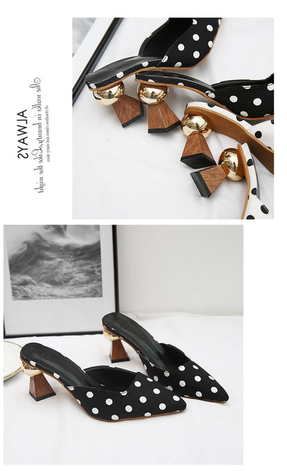 Chic Polka Dot Mule Heels