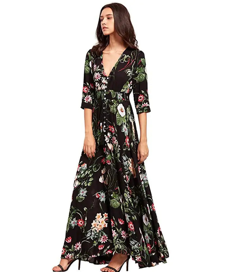 Beachy Bohemian Floral Maxi Dress