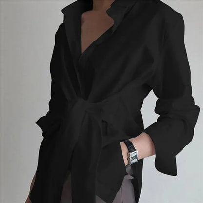 Elegant Long Sleeve Casual Strap Blouse for Spring