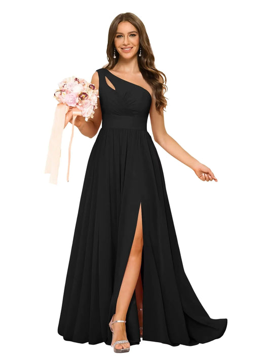 YOFF 2025 Elegance One-Shoulder Bridesmaid Gown with Slit