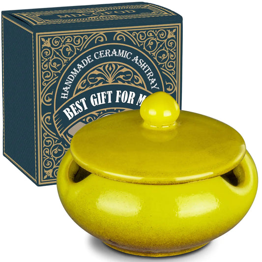 Ceramic Lid Ashtray for Outdoor Use