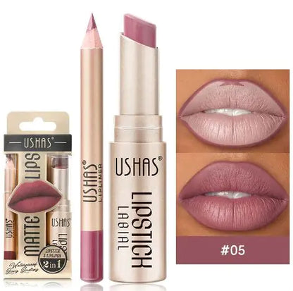Lápiz labial nude mate resistente al agua y sin manchas
