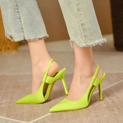 Purple Pointed Toe High Heels - Elegant Mule Sandals