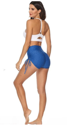Textured Blue Scrunch Shorts