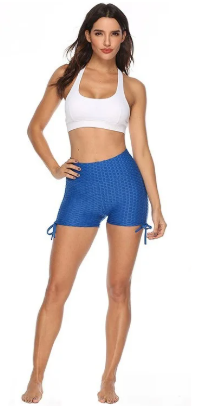 Textured Blue Scrunch Shorts