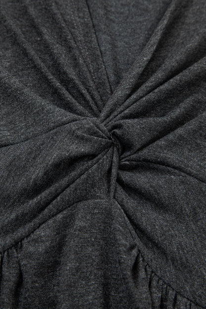 Vestido gris carbón sin mangas con escote en V y busto retorcido