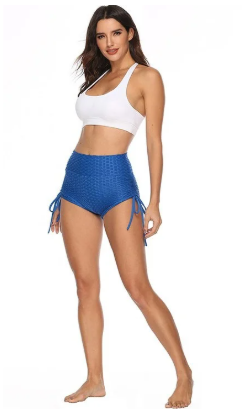 Textured Blue Scrunch Shorts