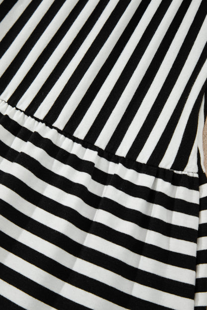 Black Stripe U Neck Sleeveless Loose Fit Mini Dress