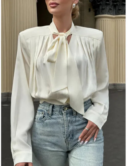 Sophisticated Long-Sleeve Cinched Blouse