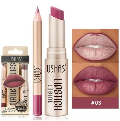 Lápiz labial nude mate resistente al agua y sin manchas