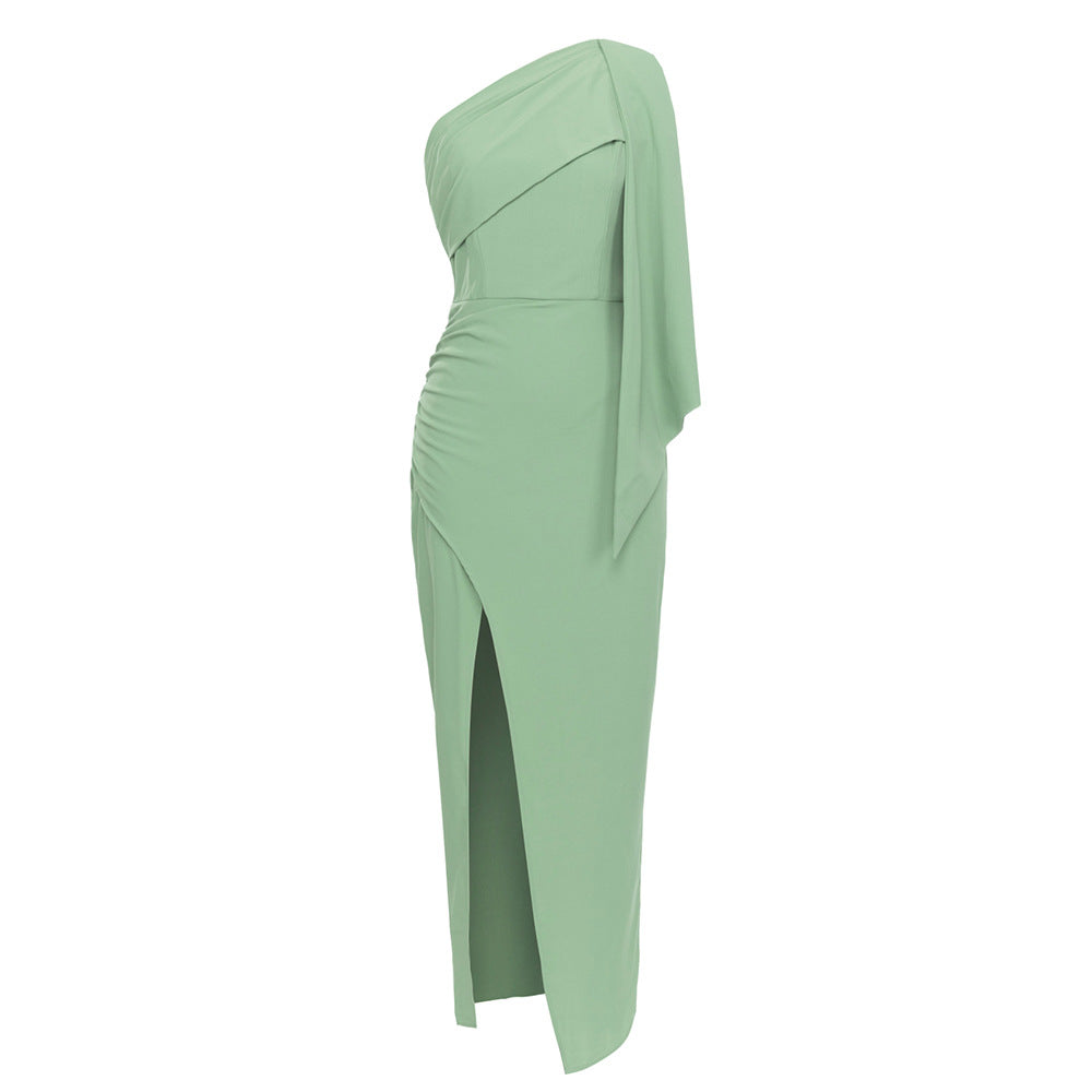 Women's Simple One-shoulder Sleeveless Party Dinner Dress